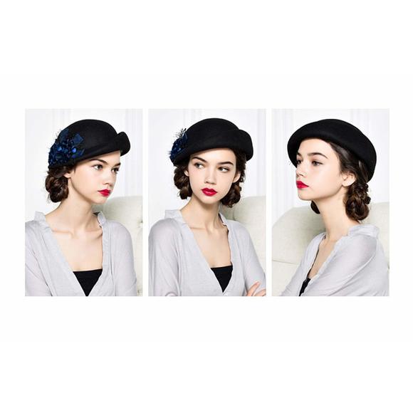 British Style Pillbox Hat Women Church Derby Wedding Winter Vintage Fascinator😄 - Picture 2 of 4